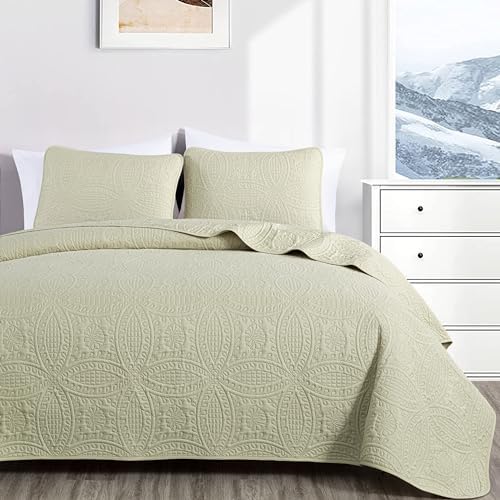 Chezmoi Austin Queen 3-Piece Bedspread Set Tan