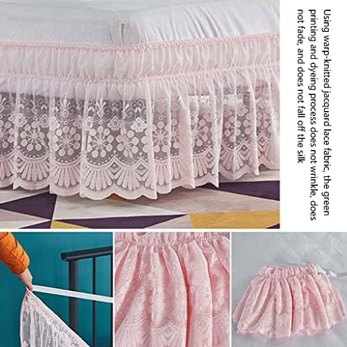 Lace Bed Skirt with Elastic Ruffles 15 Inch Drop