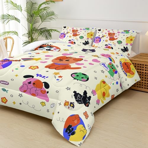Cat and Dog Comforter Set for Kids Bedroom