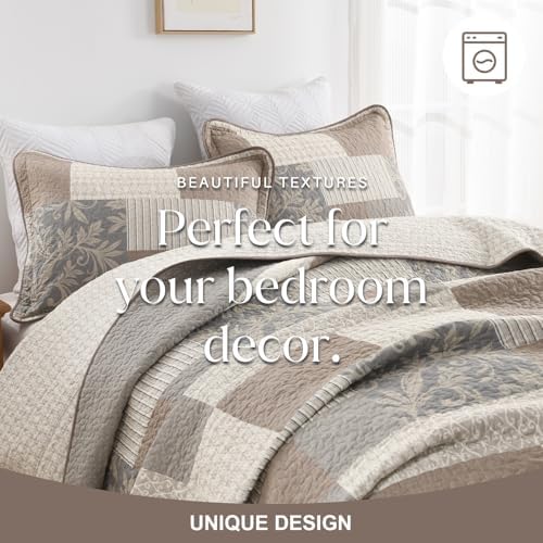 FineStichery Farmhouse Oversized King Bedspread 128x120 100 Cotton Plaid Reversible Set