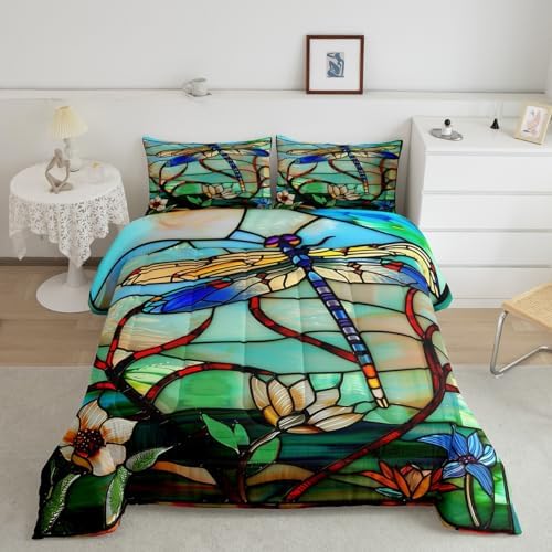 Erosebridal Boho Dragonfly Comforter Set for King Size Bed