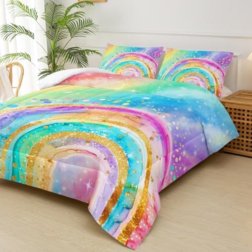 Cute Rainbow King Comforter Set for Kids