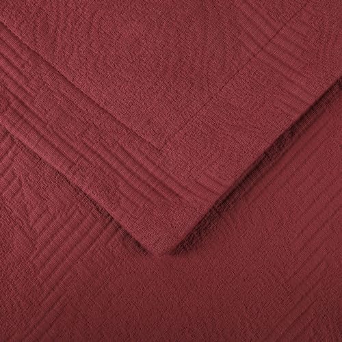 Superior Cotton Bedspread Set Queen Garnet