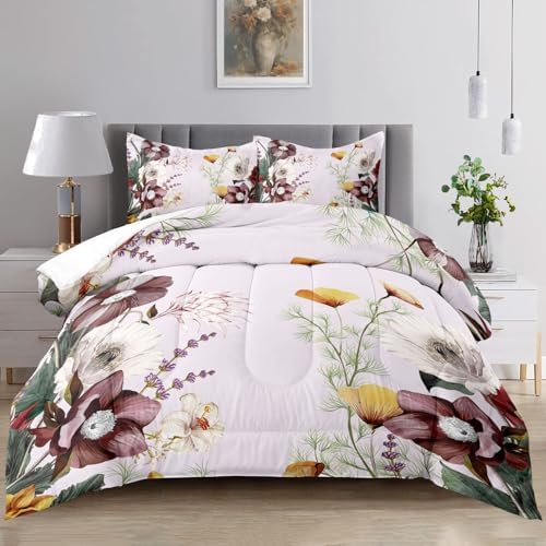 Pink Flower Comforter Set Queen Size