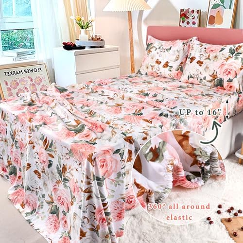 DILIMI Twin Comforter Set for Girls Reversible Floral Bedding