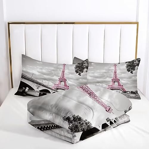 Kxry Paris Eiffel Tower Comforter Set King Size