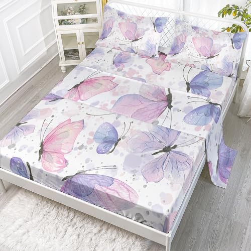 Kids Butterfly Sheet Set 4PCS Queen Size