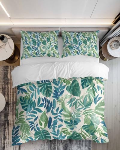 ZOE GARDEN Palm Leaves Queen Duvet Cover Set