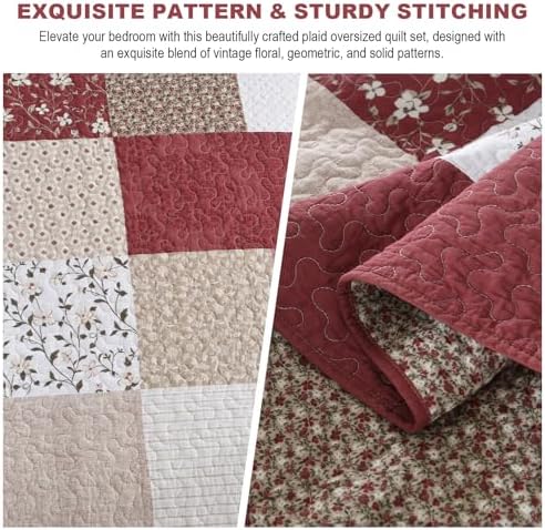 100 Cotton Queen Bedspread 120x102 Reversible Set