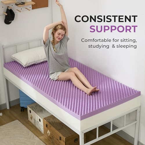 SINWEEK 2 Inch Egg Crate Memory Foam Mattress Topper Twin XL