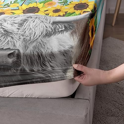 Axolotl Queen Size Cow Flower Fitted Sheet Set