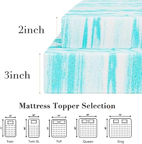 DUMOS Memory Foam Mattress Topper Queen 2 Inch Gel Infused