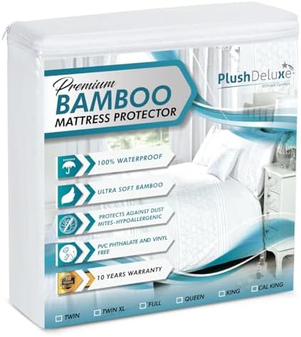 PlushDeluxe Premium Bamboo Mattress Protector King Size