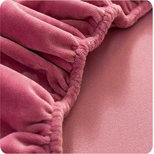 Soft Velvet Fitted Sheet with Elastic Bands for 160x200cm DarkPink Bed