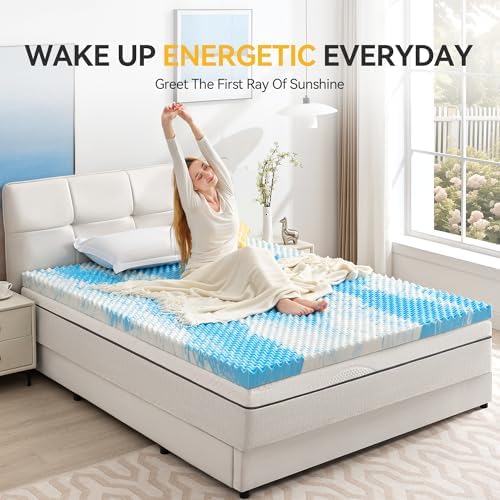 SINWEEK 2 Inch Egg Crate Mattress Topper Twin Blue