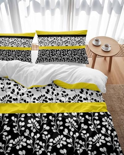 ZOE GARDEN Black Yellow Duvet Cover Set 3 Piece 1