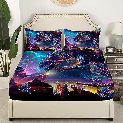 Feelyou Kids Fire Dragon Bed Sheets Set