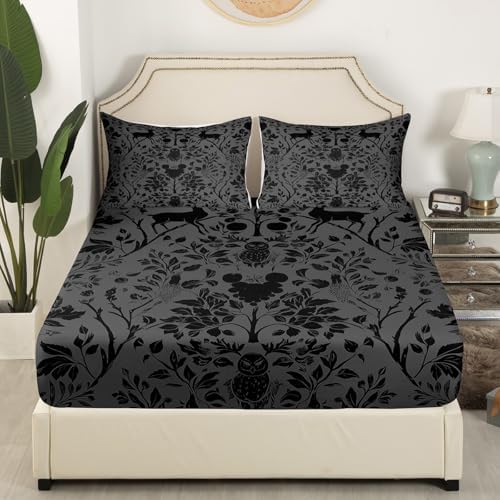 Erosebridal Victorian Damask Fitted Sheet Set Queen Size