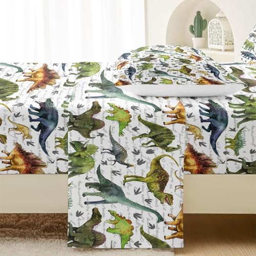 QOOMO Dinosaur Kids Sheet Set Twin Size 4-Piece