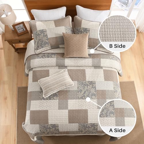 FineStichery Farmhouse Oversized King Bedspread 128x120 100 Cotton Plaid Reversible Set