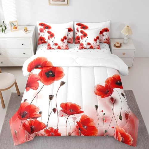 Erosebridal Poppy Comforter Set 7 Piece King Size
