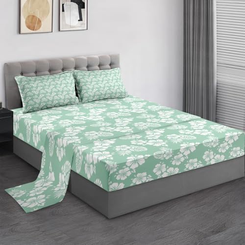 Pamnest Full Size Bed Sheet Set with Hawaii Flower Design