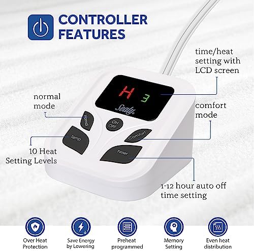 Sealy Heated Mattress Pad Full Size 54x75 Electric Bed Warmer