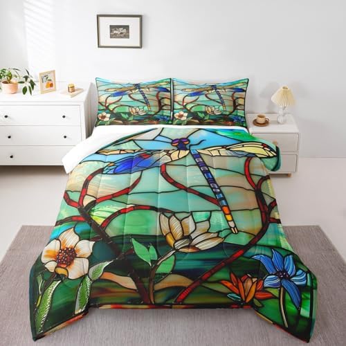 Erosebridal Boho Dragonfly Comforter Set for King Size Bed