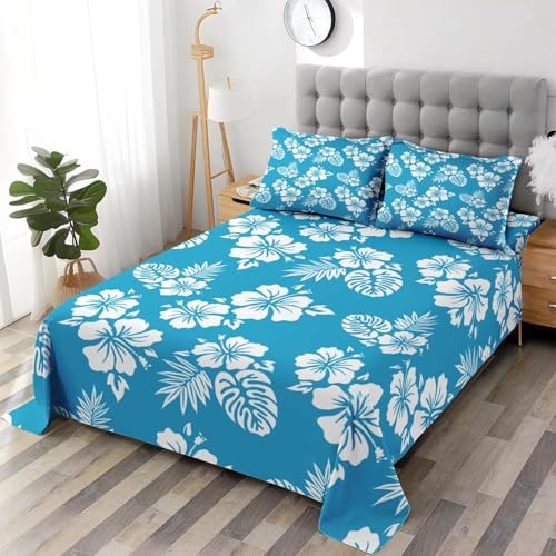 Pamnest Full Size Bed Sheet Set with Hibiscus Pattern