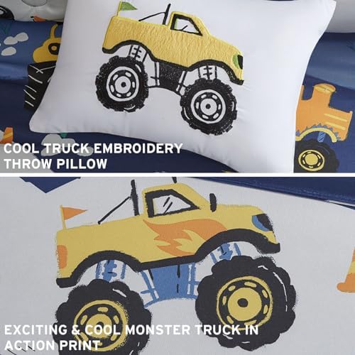MI ZONE Kids Monster Truck Queen Comforter Set Blue