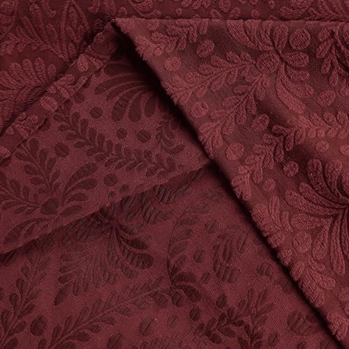 Superior Aspen Cotton Blend 3 Piece Bedspread Set Floral Scalloped Burgundy
