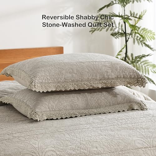 HORIMOTE HOME Stone-Washed Cotton Quilt Set King Size
