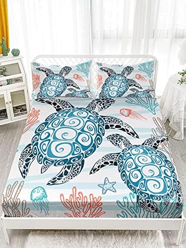 HOSIMA Sea Turtle Bedroom Sheet Set Queen Size