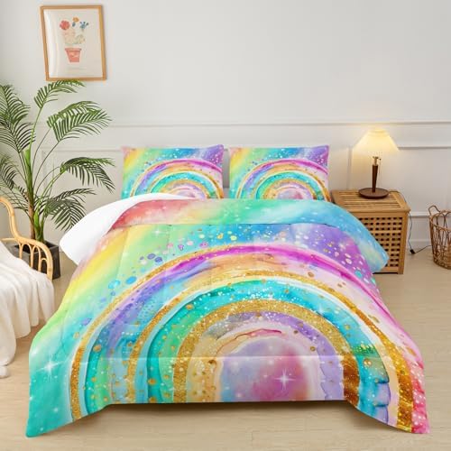 Cute Rainbow King Comforter Set for Kids