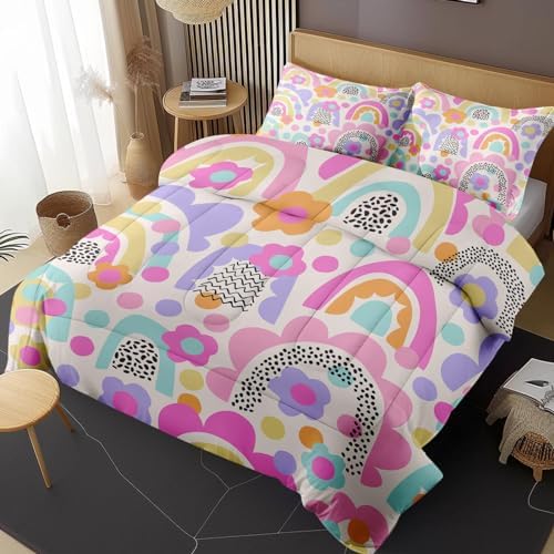Nesphy Rainbow Daisy Comforter Set 3 Piece 1