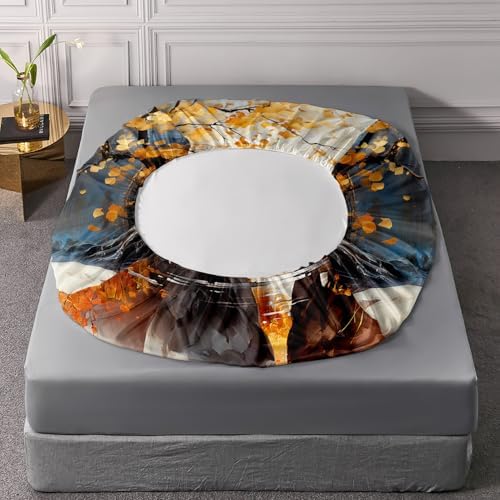 UEVBF White Brown Horses Full Size Fitted Sheet Set