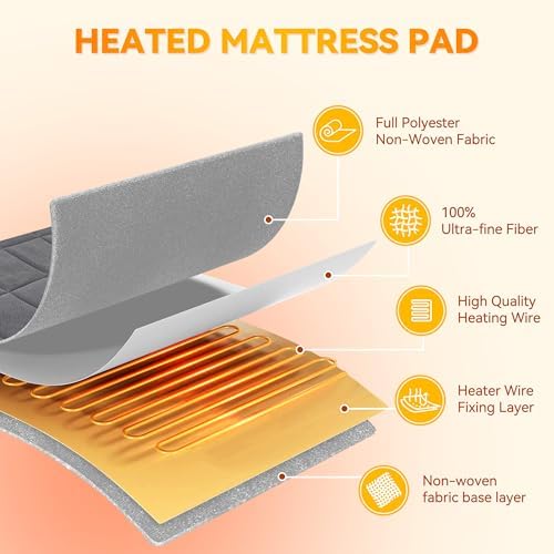 Fijinhom Heated Mattress Pad King Size with 10 Heat Settings 1
