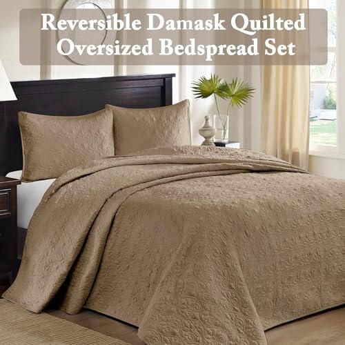 Madison Park Quebec Reversible Quilt Set Damask Design Queen 3 Piece