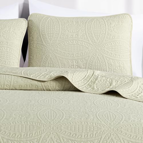 Chezmoi Austin Queen 3-Piece Bedspread Set Tan