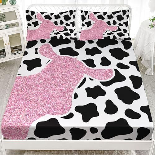 Pink Cows Kids 4Pcs Bedding Set Queen