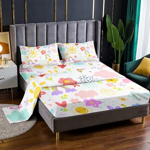XYNHML Colorful Rainbow Bed Sheet Set
