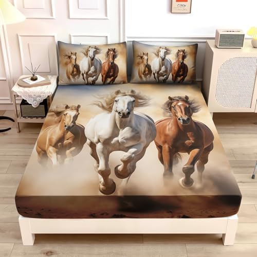 UEVBF Desert Theme Horse Bed Set Queen Size