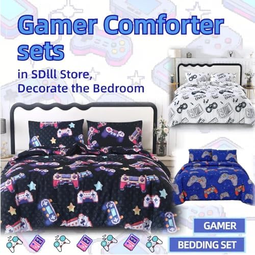 SDIII 3PCS Blue Gaming Comforter Set