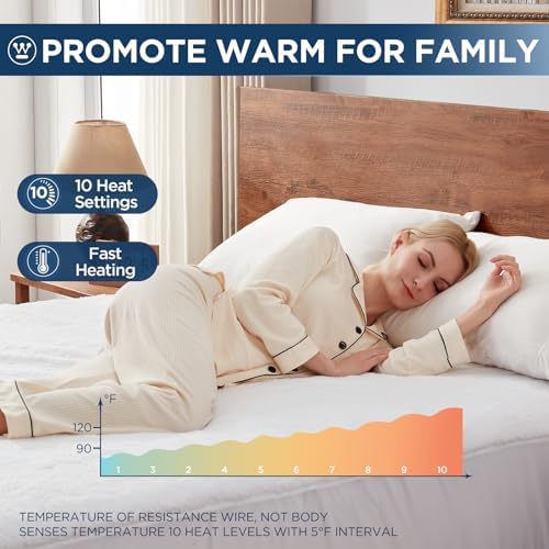 Westinghouse King Size Electric Mattress Pad with 10 Heat Settings