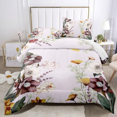 Pink Flower Comforter Set Queen Size