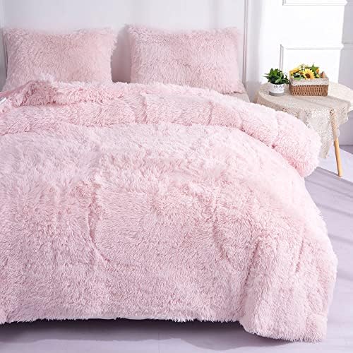 Chovy Light Pink Faux Fur Comforter Set 3PC