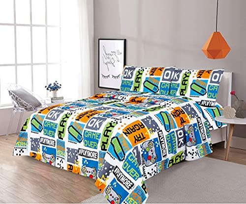 Sapphire Home 4 Piece Gamer Queen Bed Sheet Set