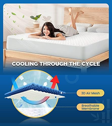 BOSANE Queen Mattress Protector Waterproof Breathable Cooling 3D Air Fabric