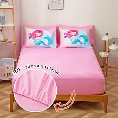 Mermaid Kids Comforter Set Purple Sea Princess Queen Bedding