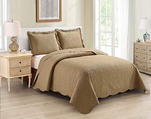 Home Collection 3pc Full Queen Luxury Embossed Bedspread Set